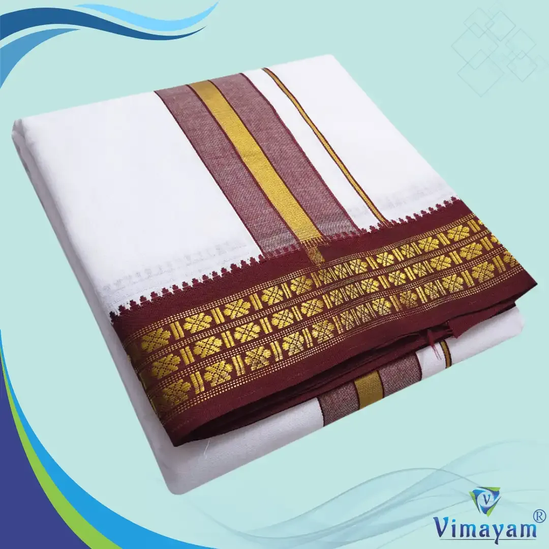 White colour dhoti udraj coin border - Vimayam Dhoties