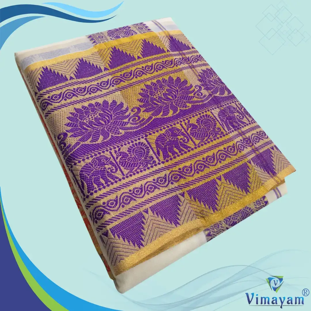 Elephant peacock designed multicolour self premium quality – Vimayam Dhotis