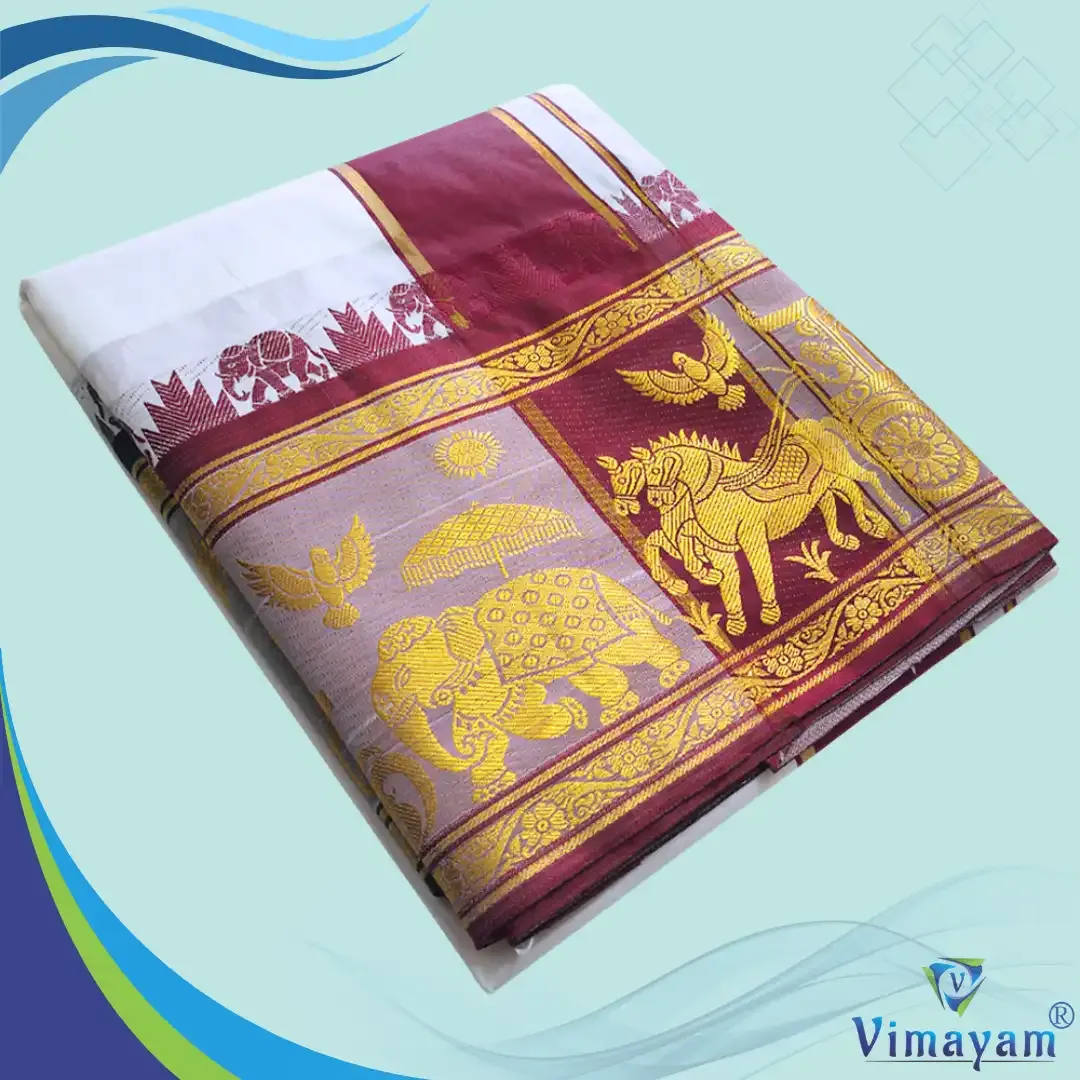White premium quality big border dhoti - Assorted border designs – SILK DHOTIES | New Arrival | Vimayam Dhotis