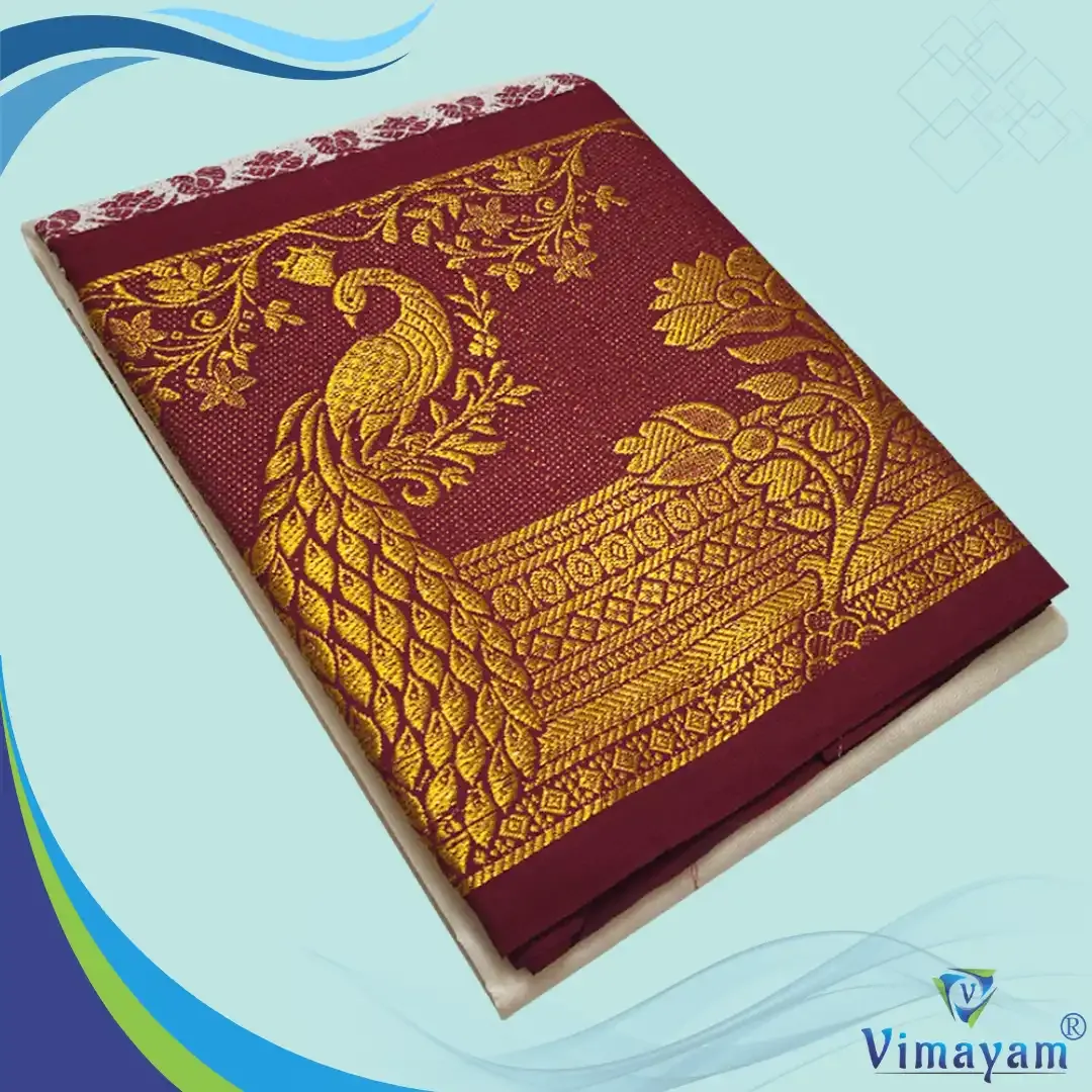 Elephant and pecock designed premium quality dhoti - Assorted border colours - Vimayam Dhoties