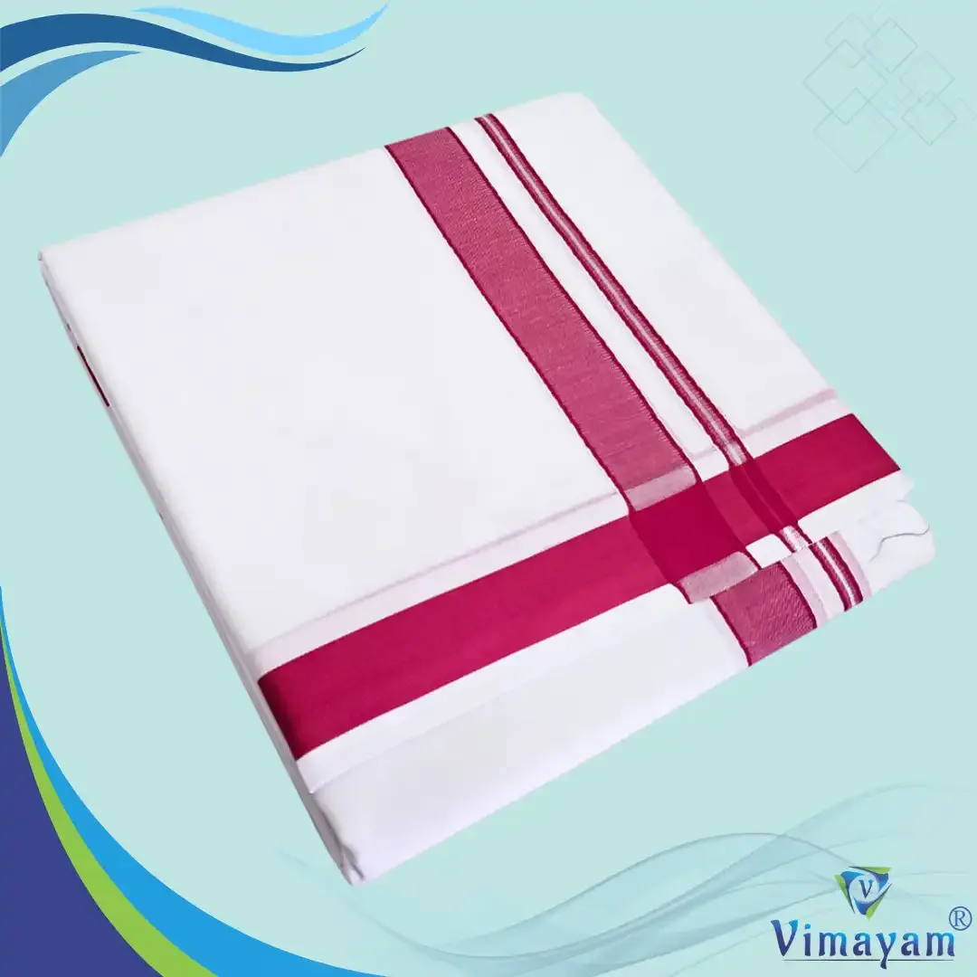 Rose border pure cotton premium quality dhoti