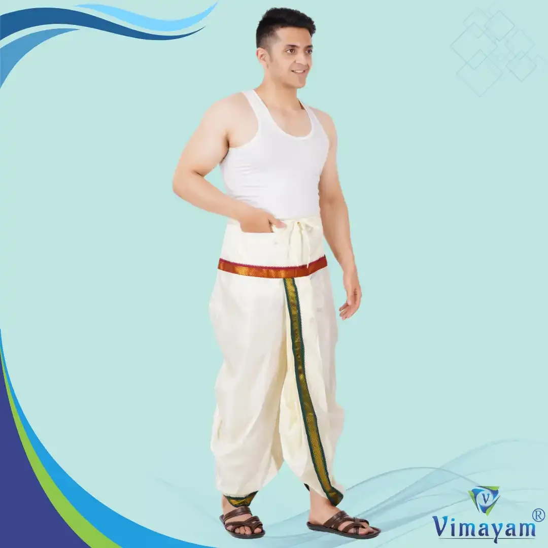 Mayilkan zari Readymade Panjagajam dhoti and towel art silk 