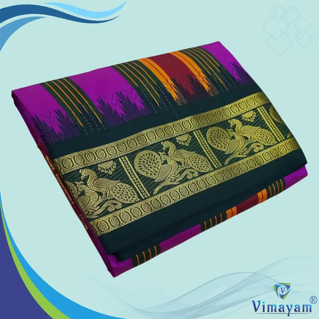 Tirupathi vasthiram 24X12 melchat - Violet(Assorted Border designs) - Vimayam Dhoties