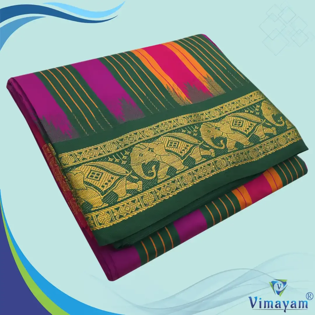 Tirupathi vasthiram 24X12 melchat - Purple(Assorted Border designs) - Vimayam Dhoties