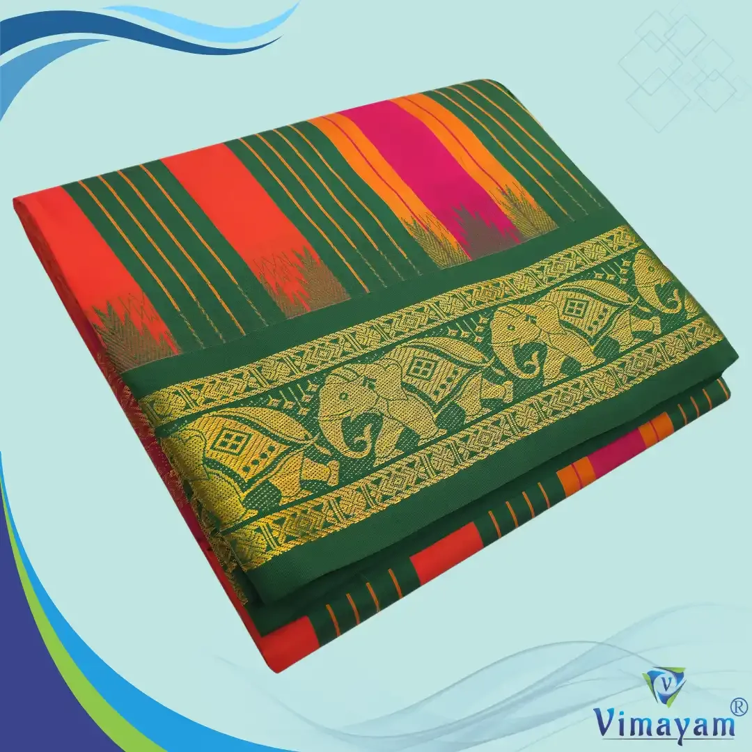 Tirupathi vasthiram 24X12 melchat - Orange (Assorted Border designs)