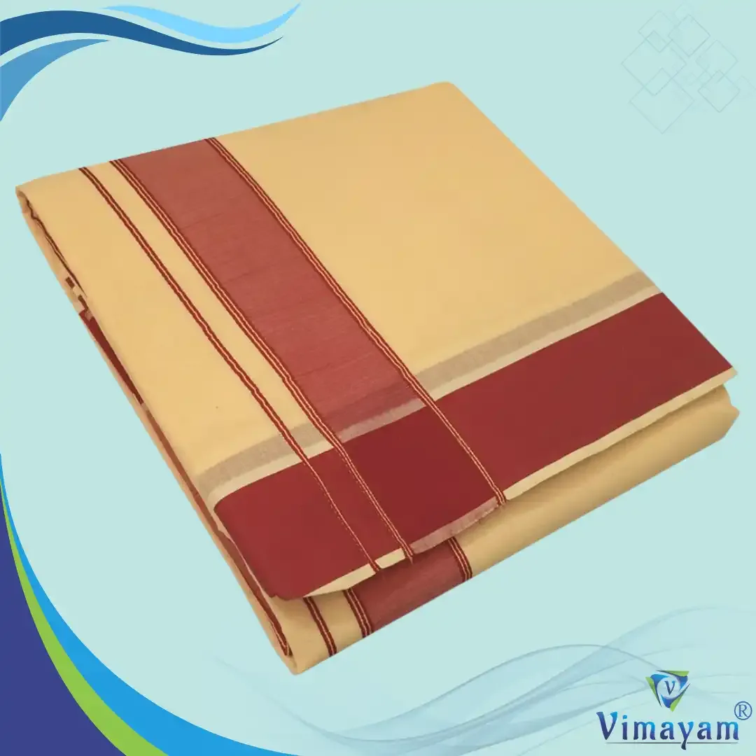 Sandal colour plain border dhoti towel - Assorted border colours