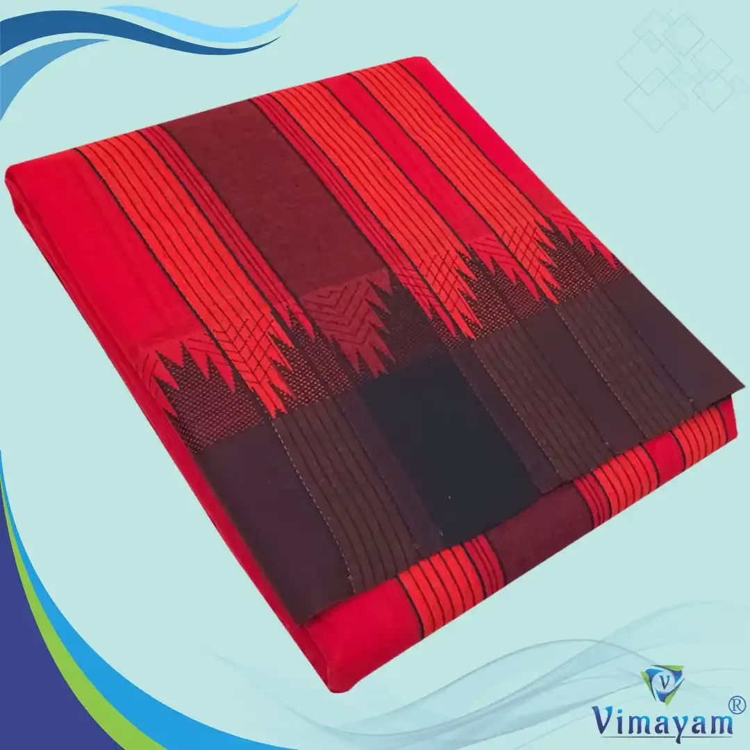 Red Colour temple border premium quality vaishnava dhoti - Black Border – Vimayam Dhotis